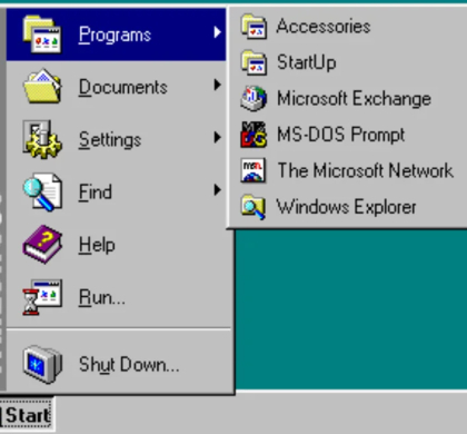 Windows: история меню «Пуск»
